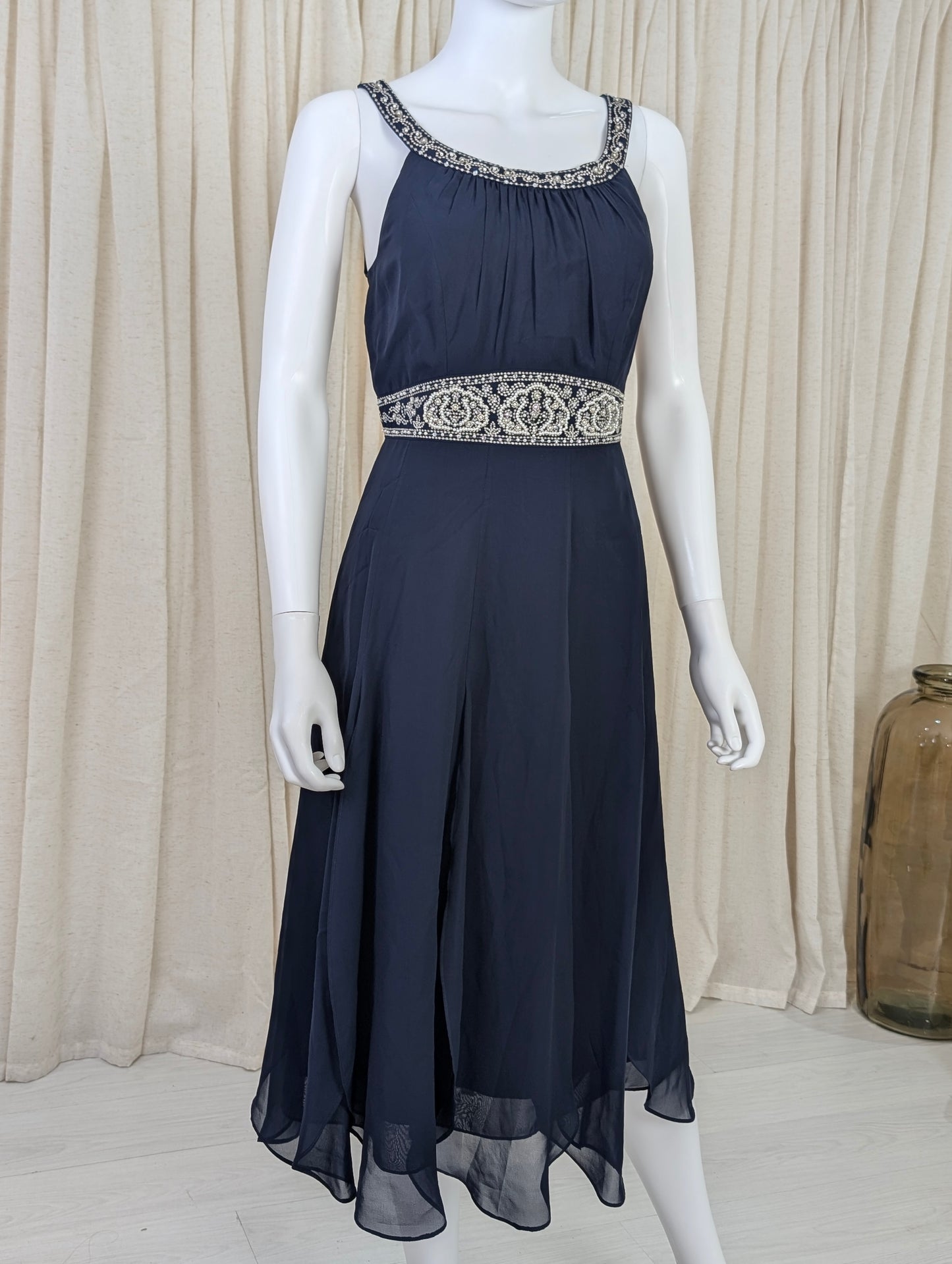 Monsoon blue beaded occasion dress size UK 12