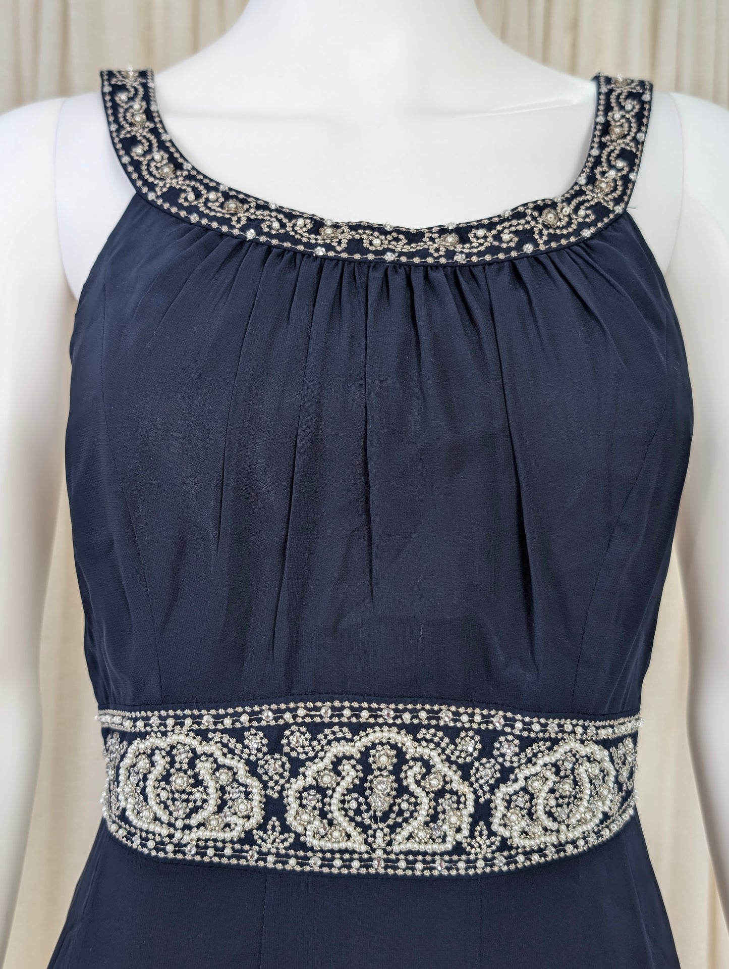 Monsoon blue beaded occasion dress size UK 12