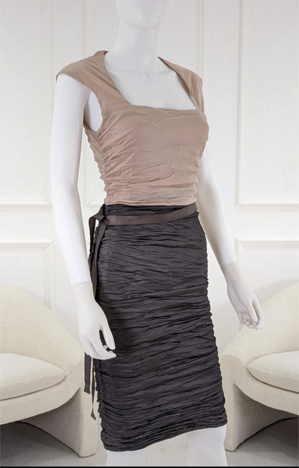 Phase eight two tone stretchy stylish fitted midi dress size UK 10