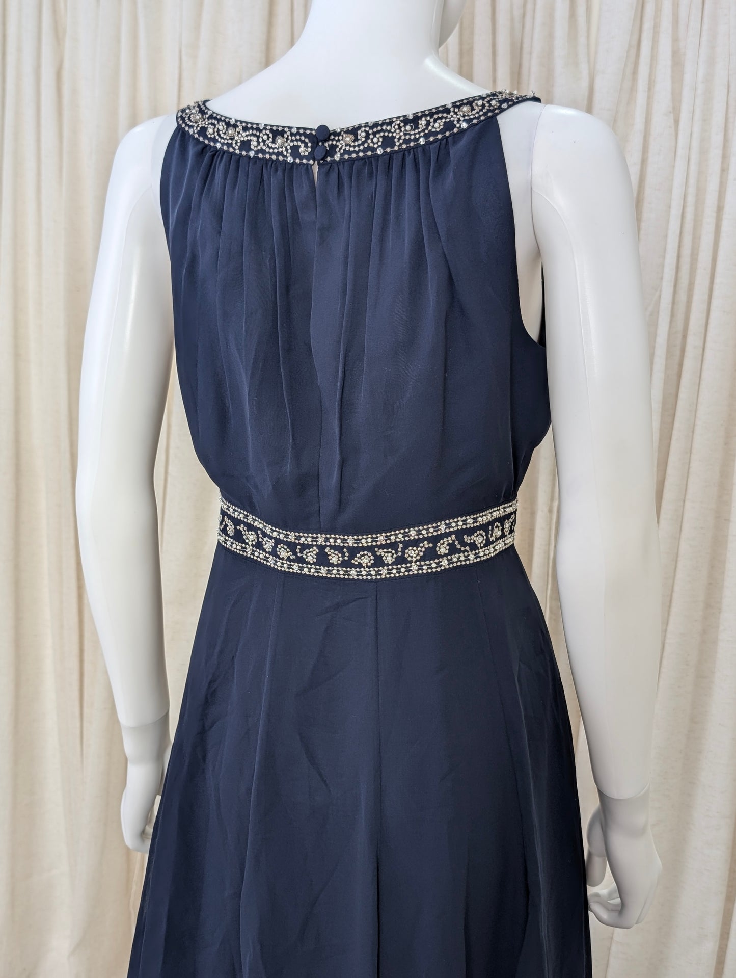 Monsoon blue beaded occasion dress size UK 12