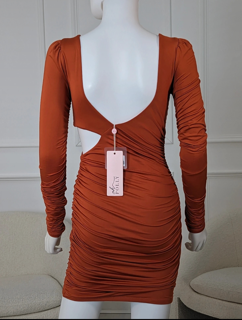 Oh Polly Long Sleeve Cut Out Mini Dress size UK 8