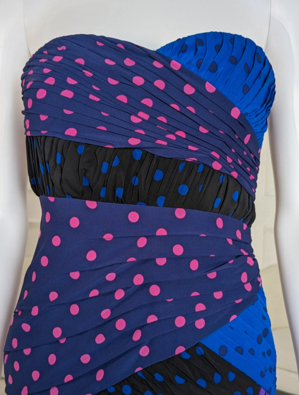 Coats strapless polkadot multicoloured patchwork dress size UK 6