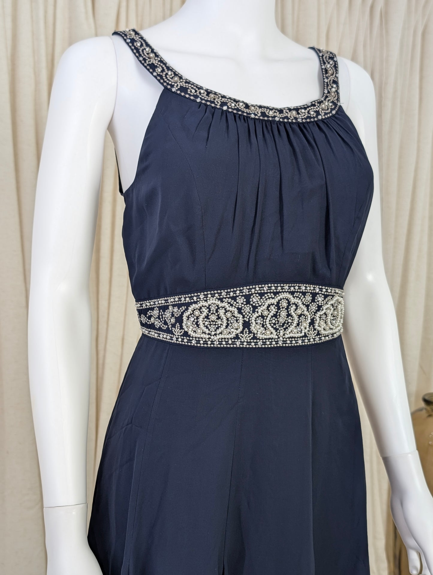 Monsoon blue beaded occasion dress size UK 12