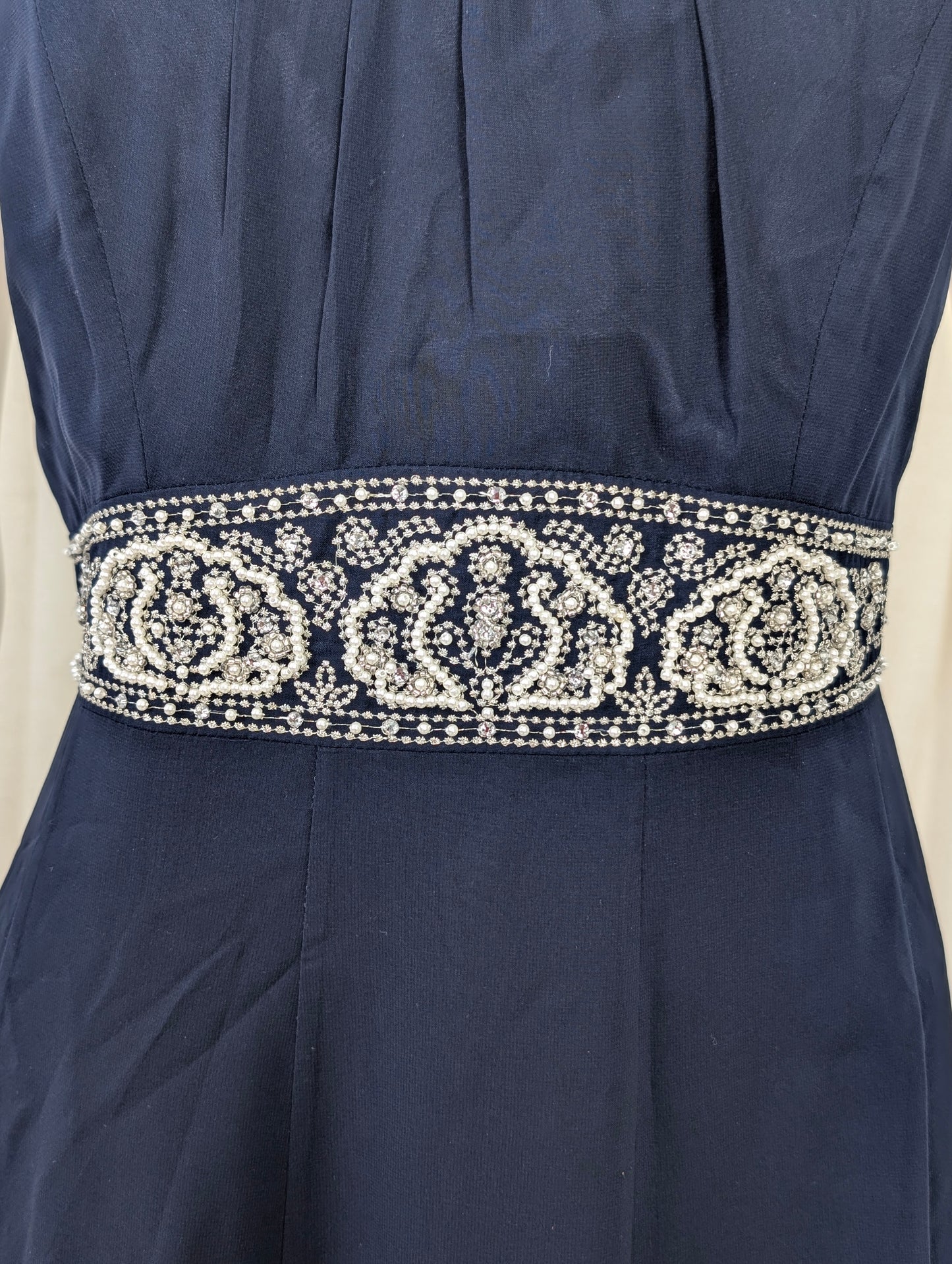 Monsoon blue beaded occasion dress size UK 12