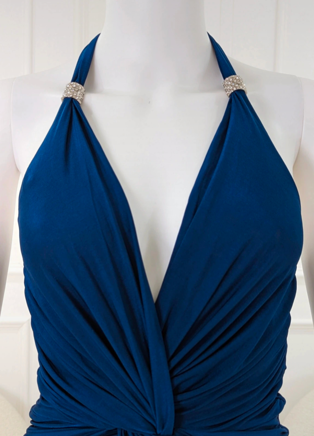BNWT Embellished blue gathered fabric details mini dress size UK 8/10