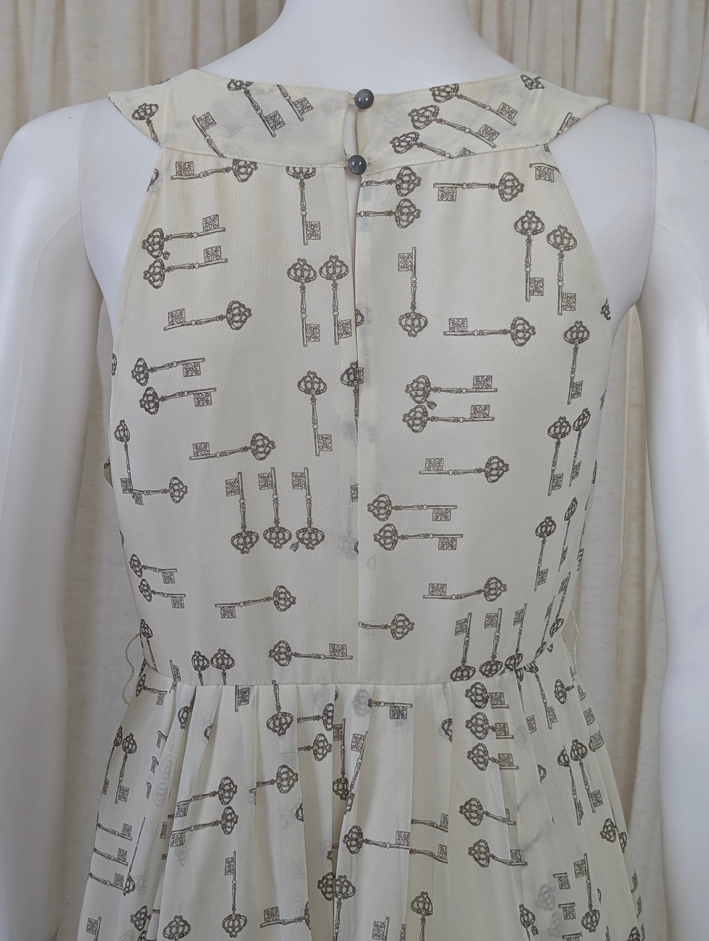 Ted Baker key motif print knee length chiffon dress size 2 (UK 10)