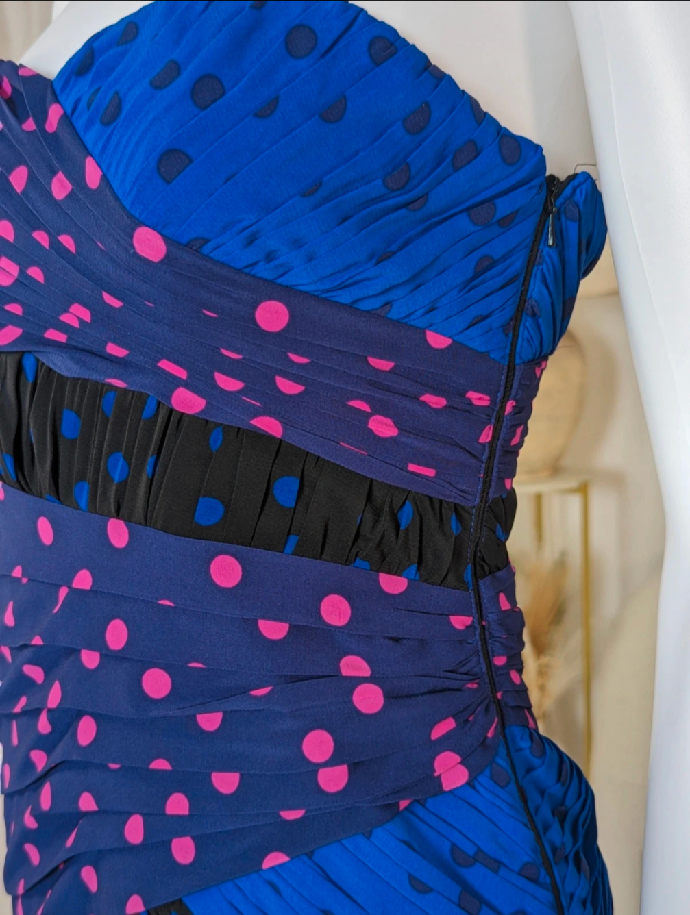 Coats strapless polkadot multicoloured patchwork dress size UK 6