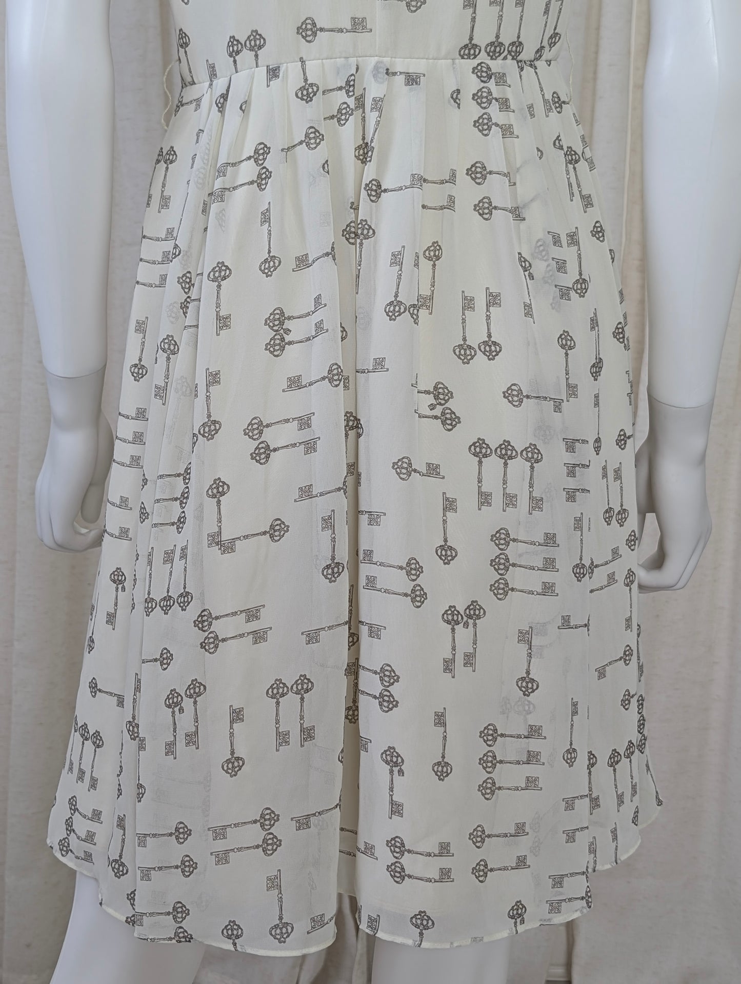 Ted Baker key motif print knee length chiffon dress size 2 (UK 10)