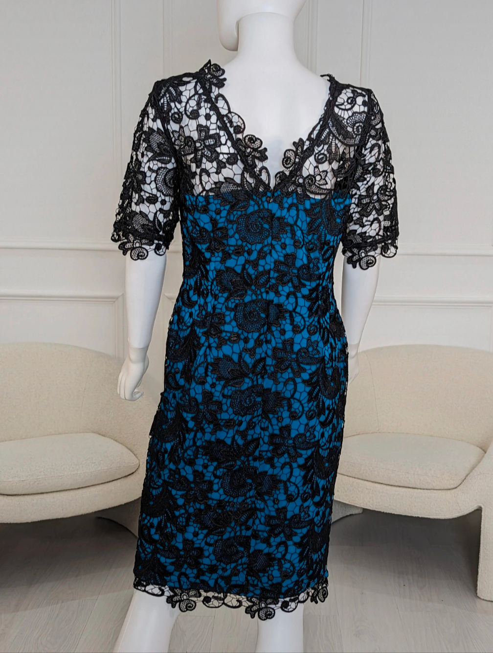 Kaleidoscope blue midi lace dress UK size 12