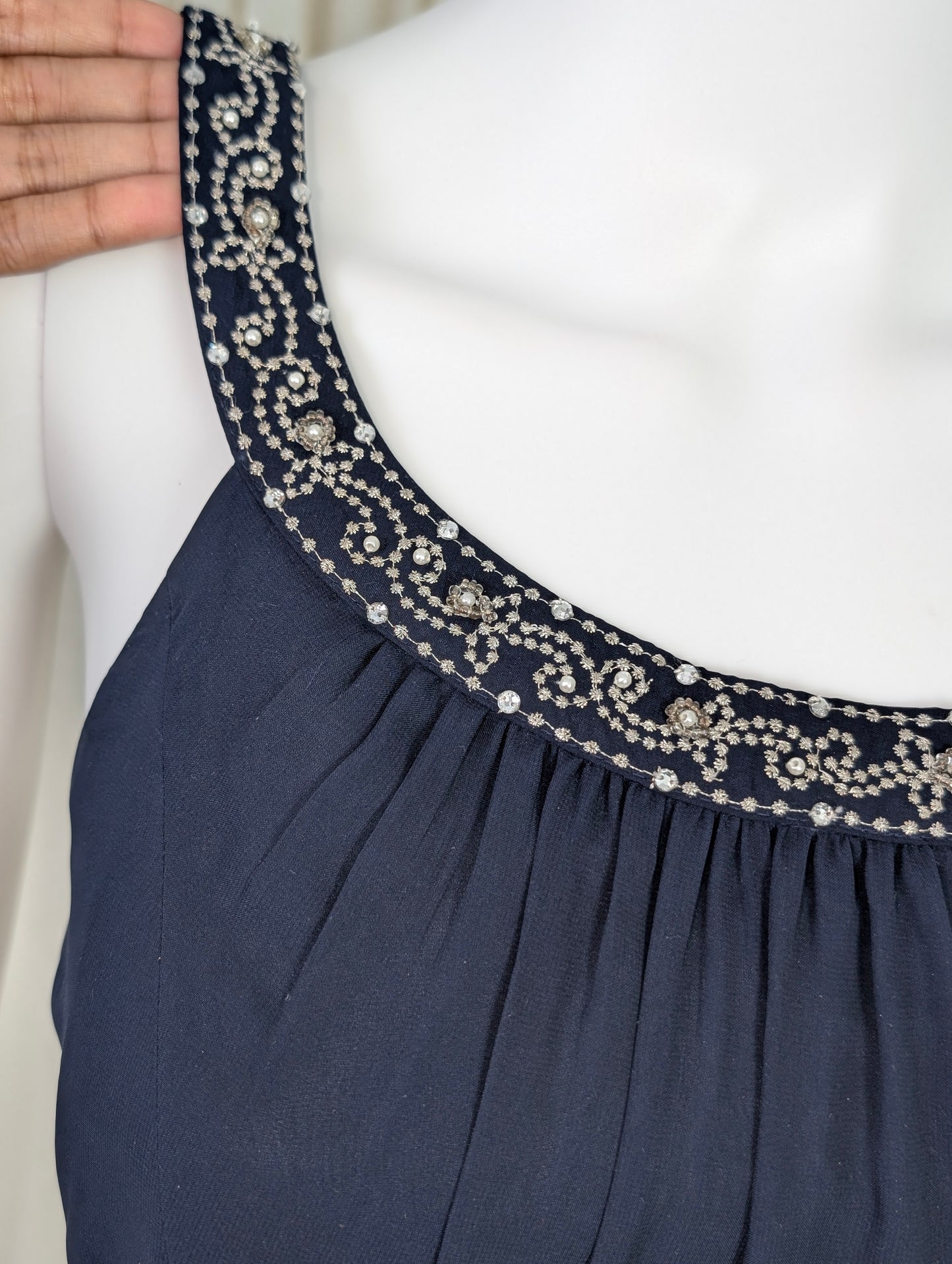 Monsoon blue beaded occasion dress size UK 12