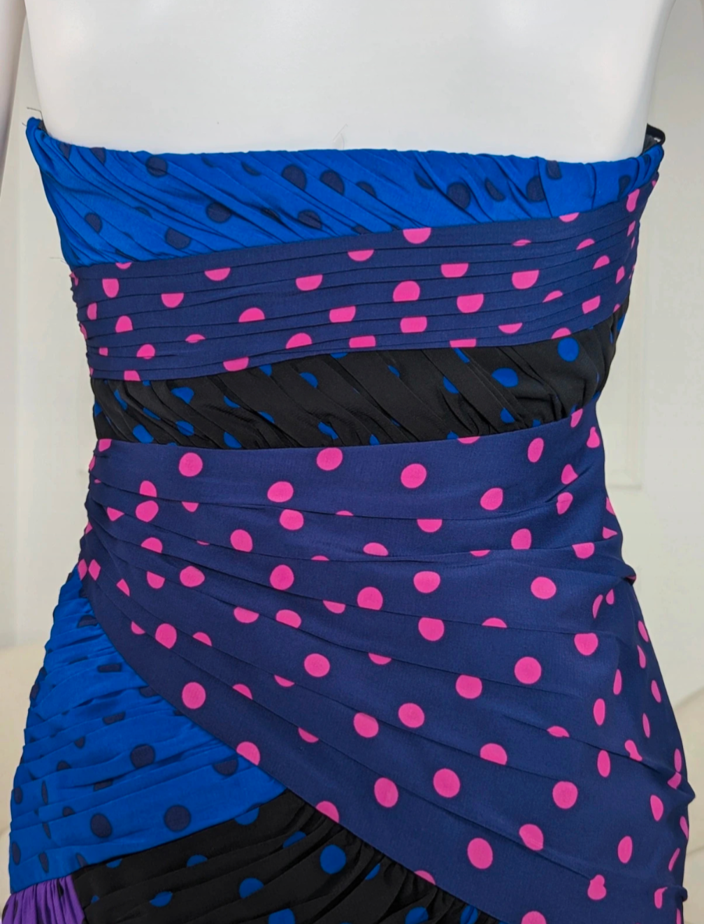Coats strapless polkadot multicoloured patchwork dress size UK 6