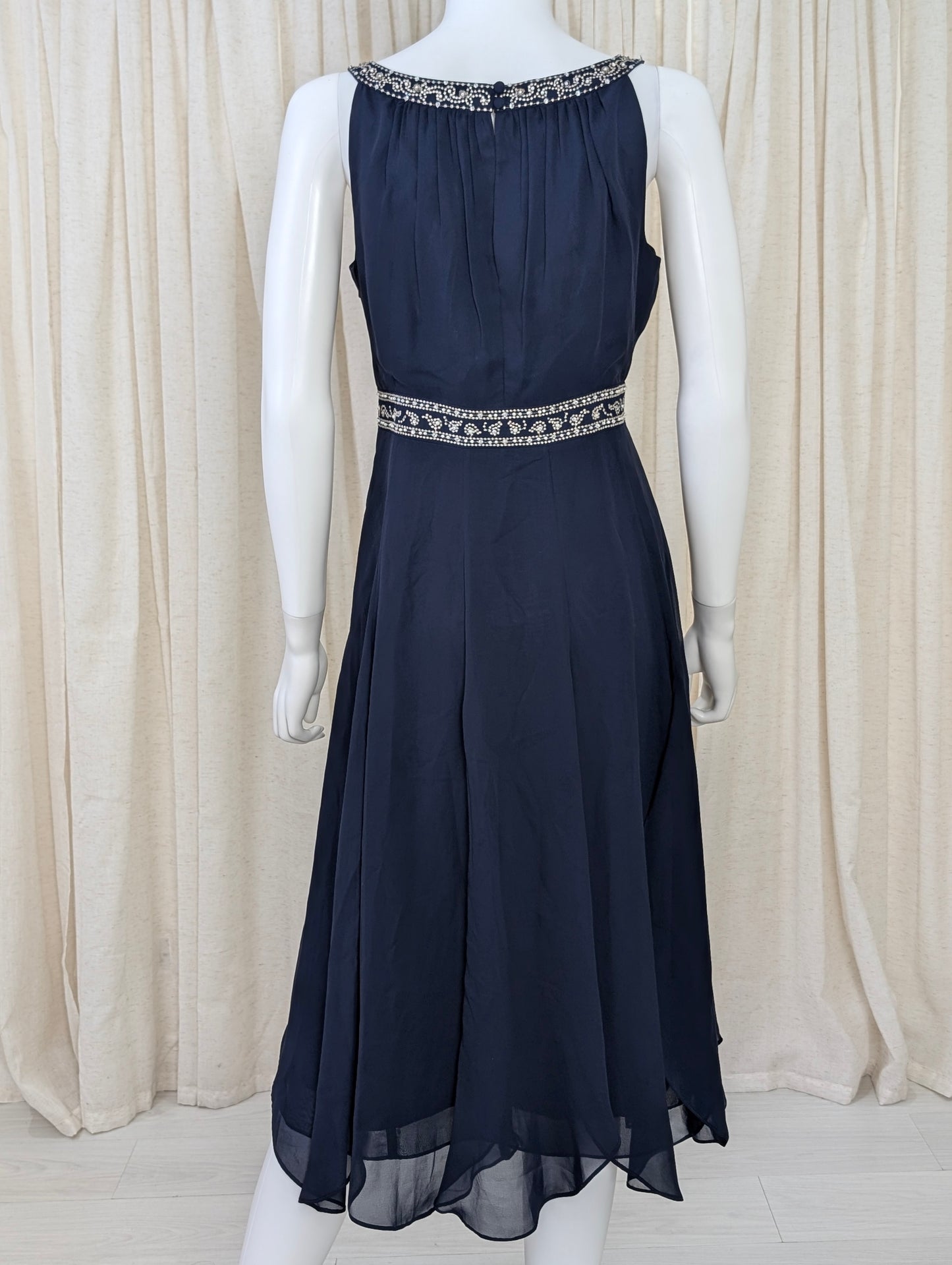 Monsoon blue beaded occasion dress size UK 12