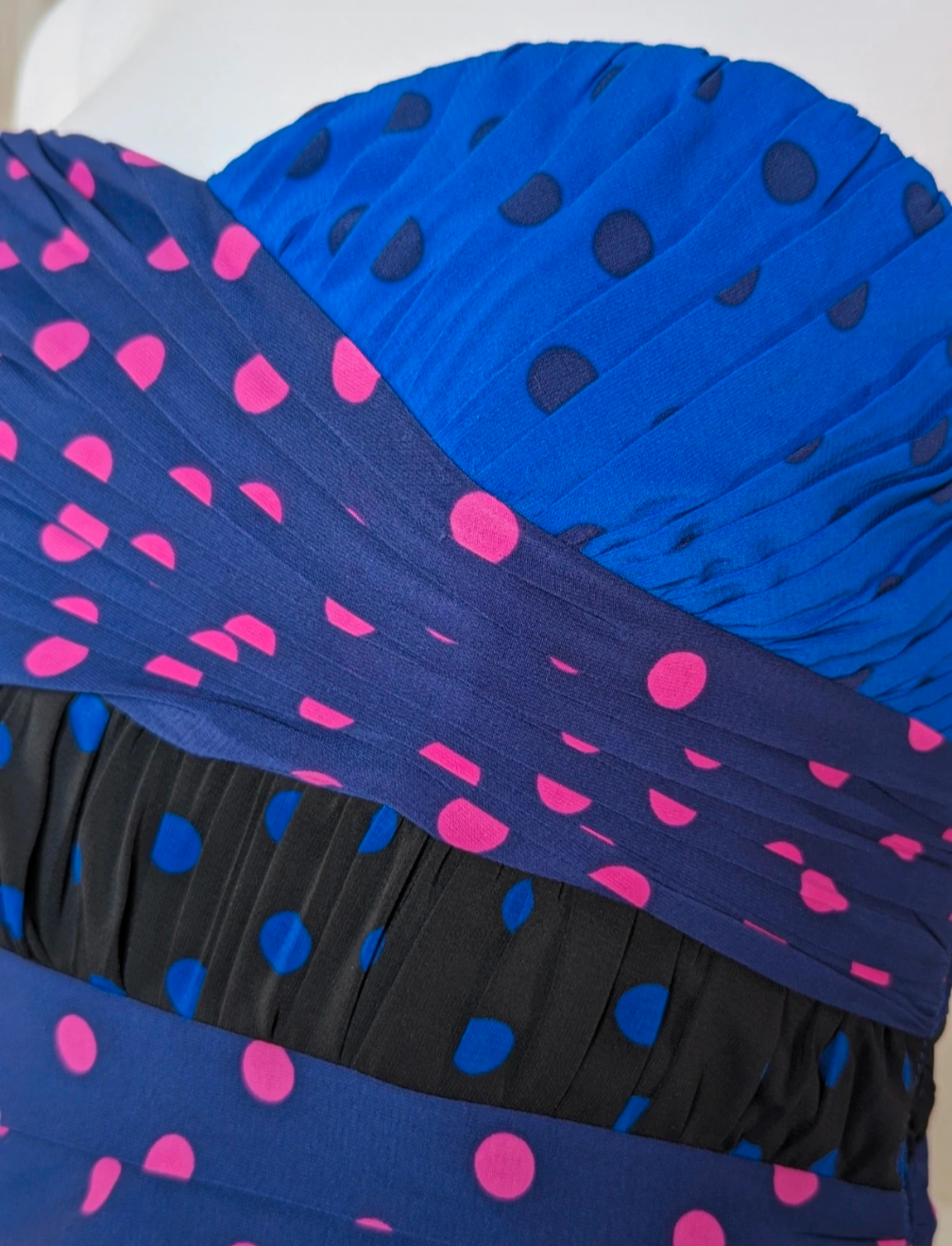 Coats strapless polkadot multicoloured patchwork dress size UK 6