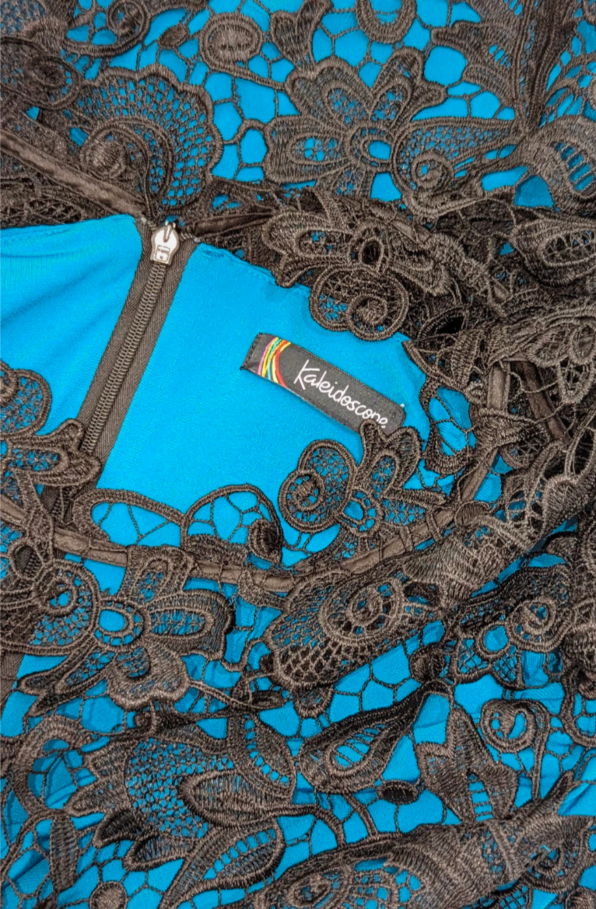 Kaleidoscope blue midi lace dress UK size 12