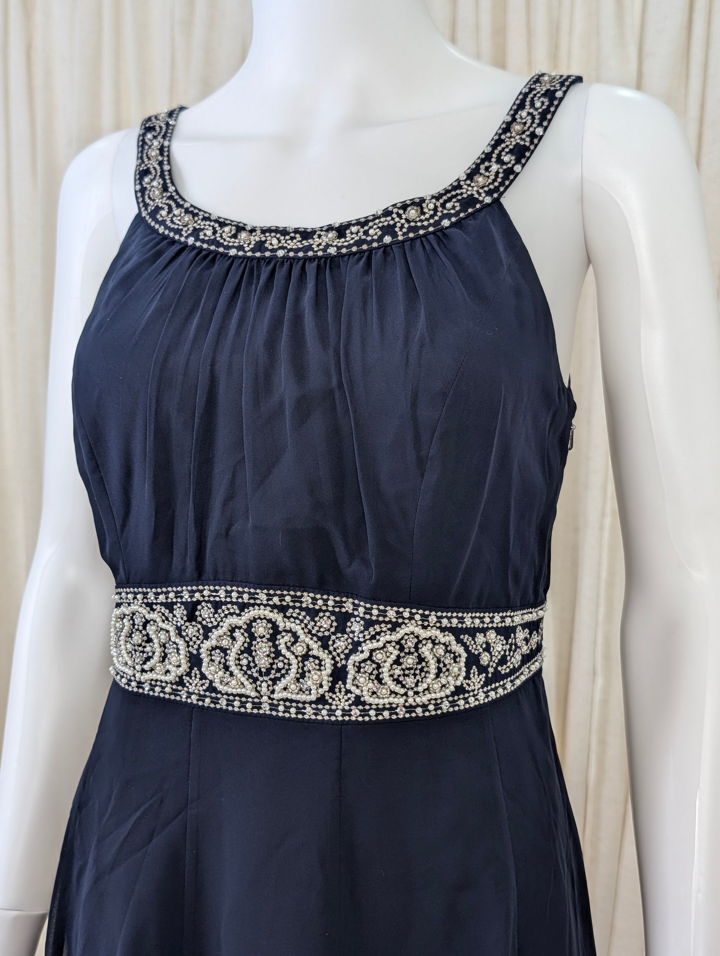 Monsoon blue beaded occasion dress size UK 12