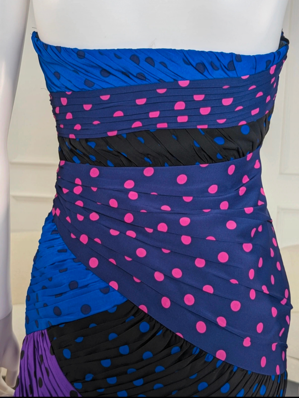 Coats strapless polkadot multicoloured patchwork dress size UK 6