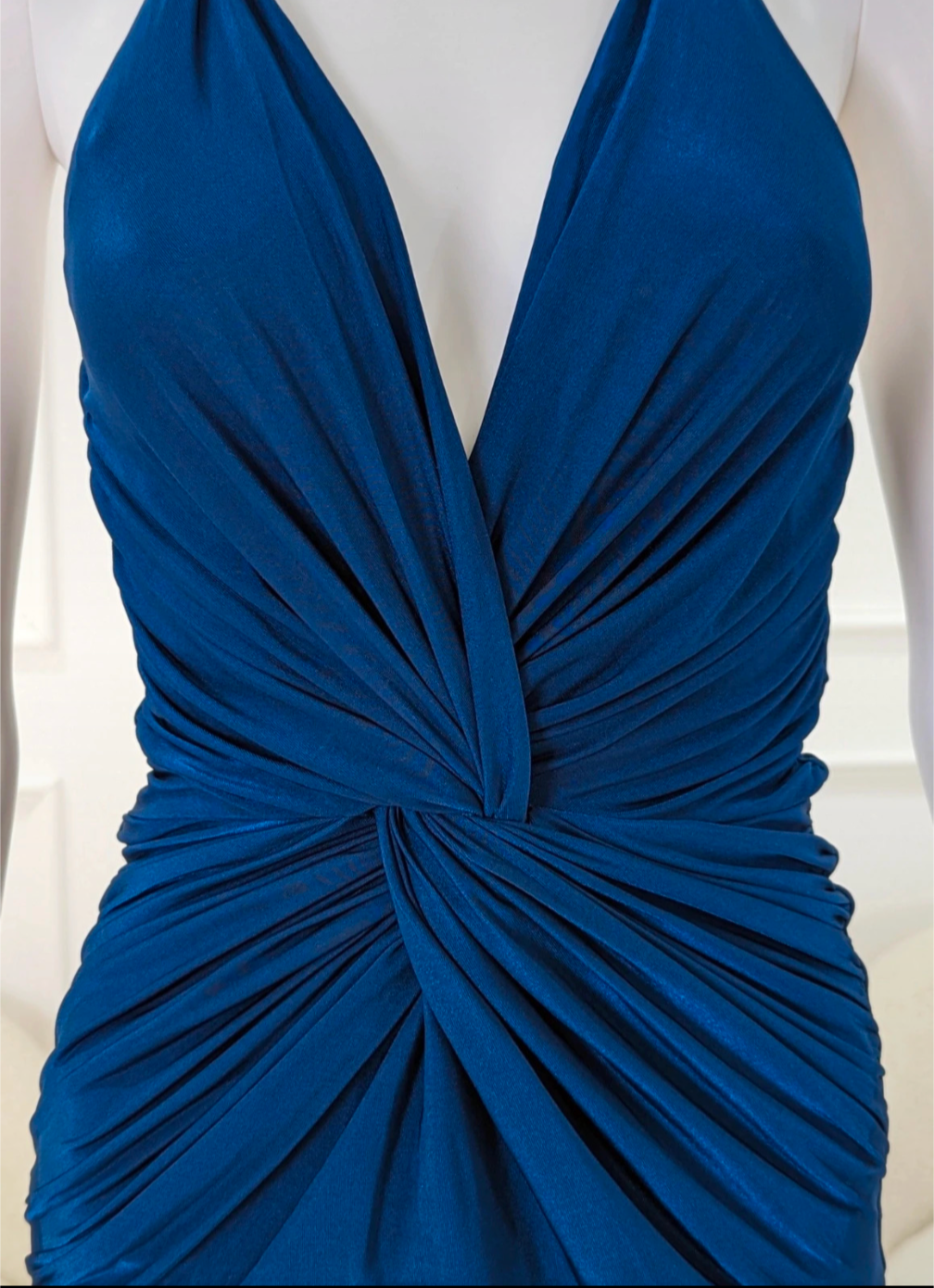 BNWT Embellished blue gathered fabric details mini dress size UK 8/10