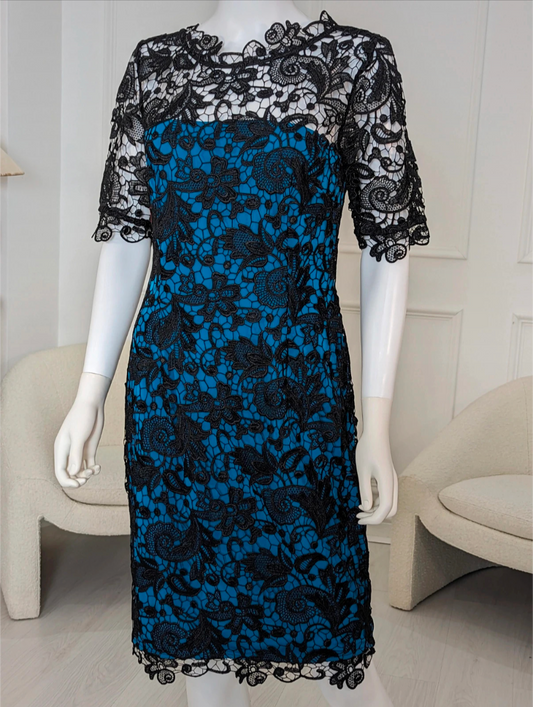 Kaleidoscope blue midi lace dress UK size 12