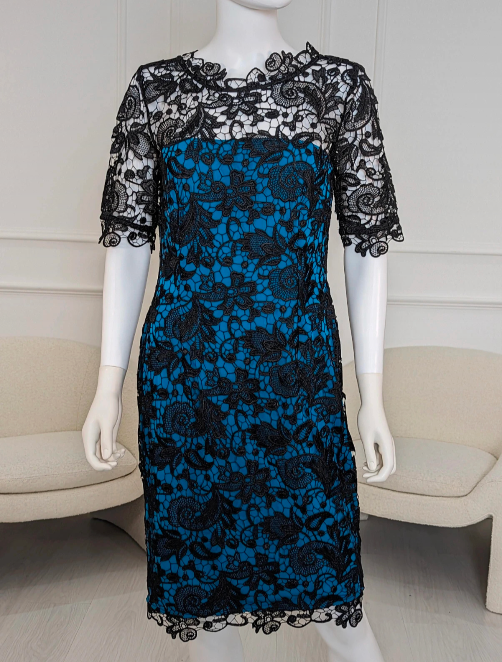 Kaleidoscope blue midi lace dress UK size 12