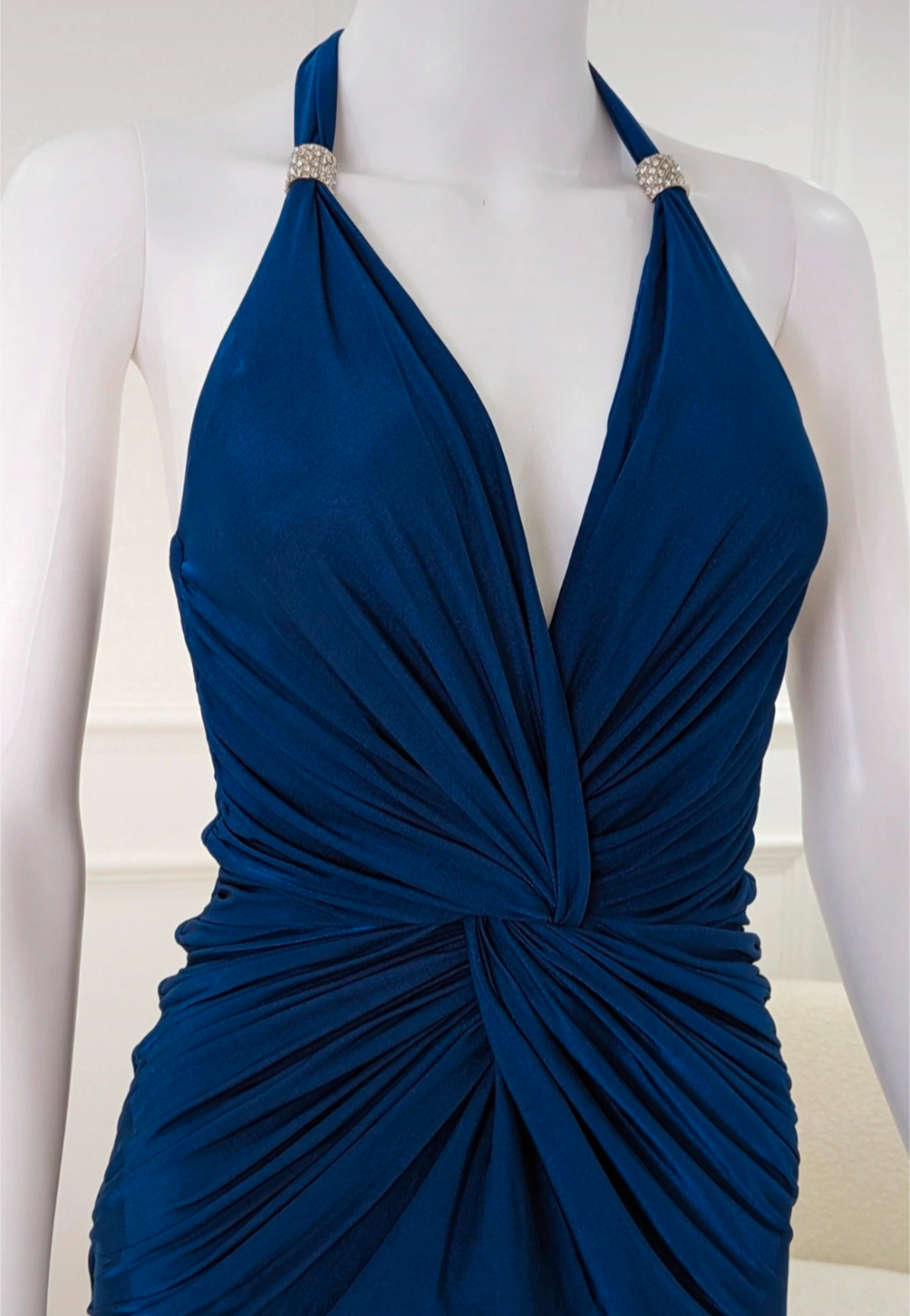 BNWT Embellished blue gathered fabric details mini dress size UK 8/10