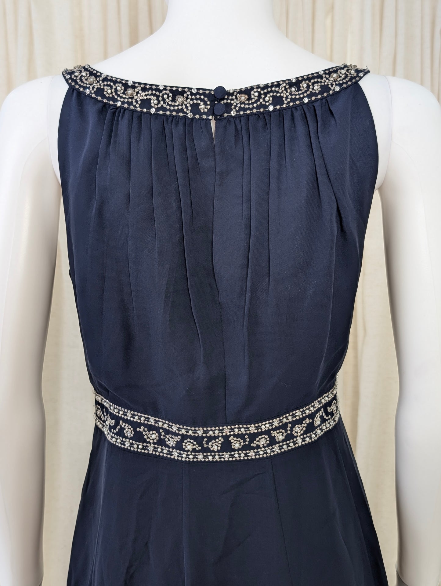 Monsoon blue beaded occasion dress size UK 12