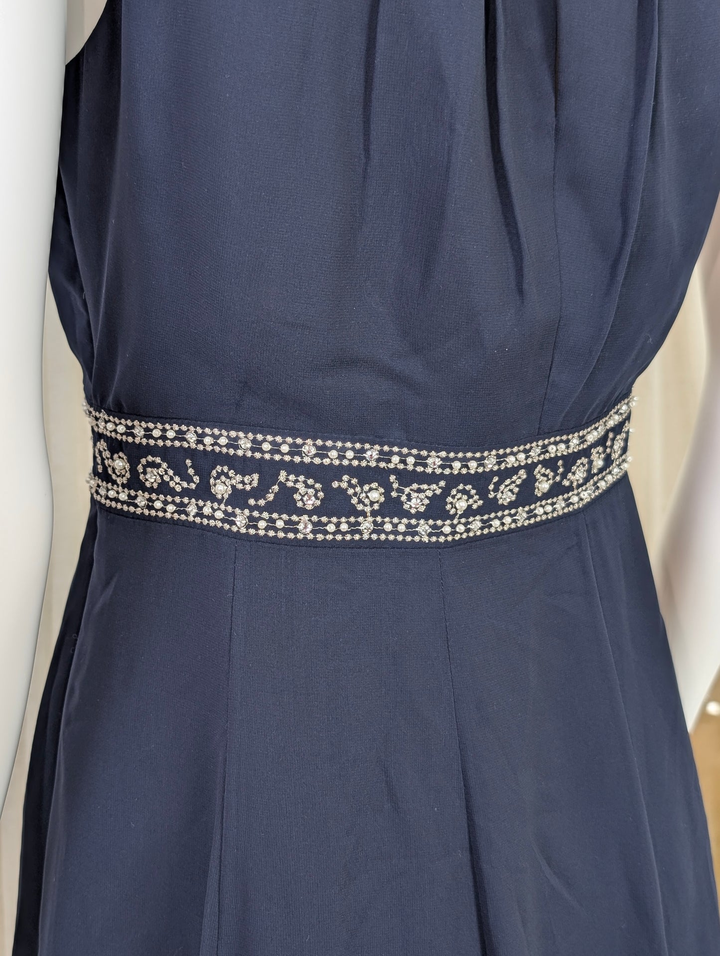 Monsoon blue beaded occasion dress size UK 12