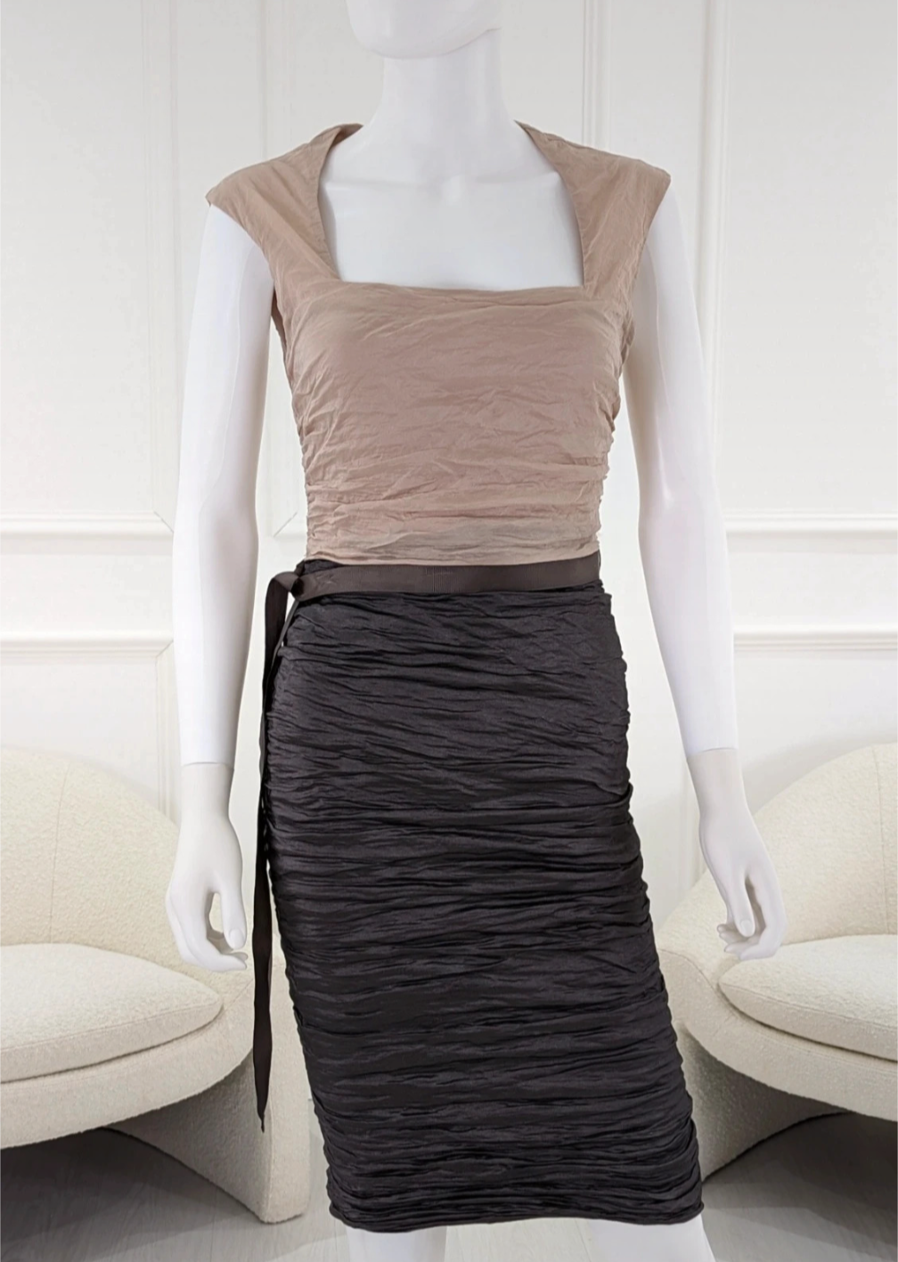Phase eight two tone stretchy stylish fitted midi dress size UK 10