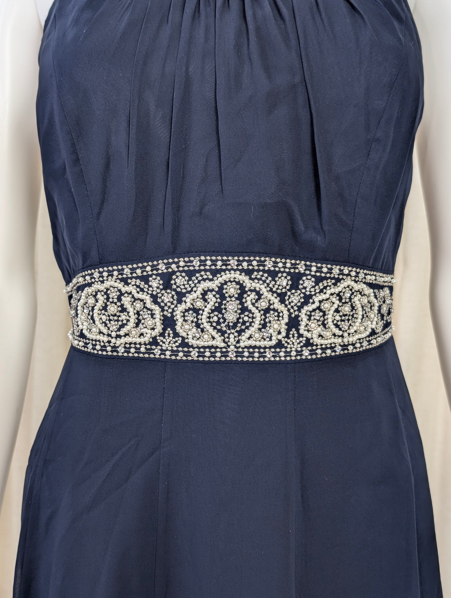 Monsoon blue beaded occasion dress size UK 12