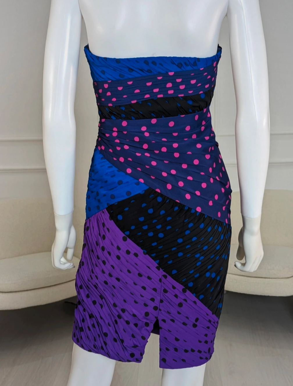 Coats strapless polkadot multicoloured patchwork dress size UK 6
